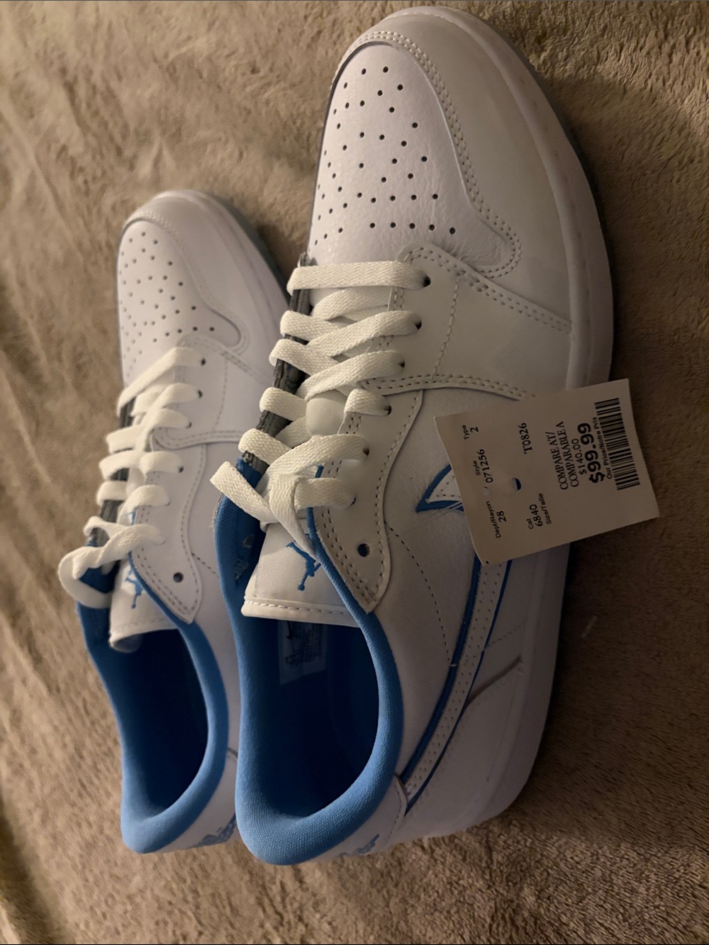 Jordan Men's White & Light Blue Low-Top Sneakers retail $99.00